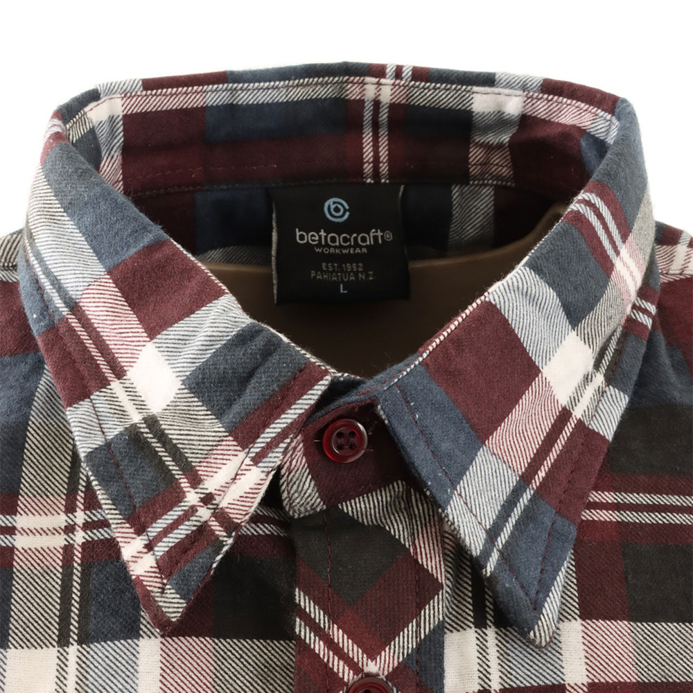 Betacraft Clothing Betacraft Stag Brushed Long Sleeve Shirt Red Closed Front 4 Betacraft Clothing Betacraft Stag Brushed Long Sleeve Shirt Red Closed Front - Image 2