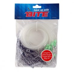 Bite Longline Traces With Lumo Tubing 50cm Qty 25