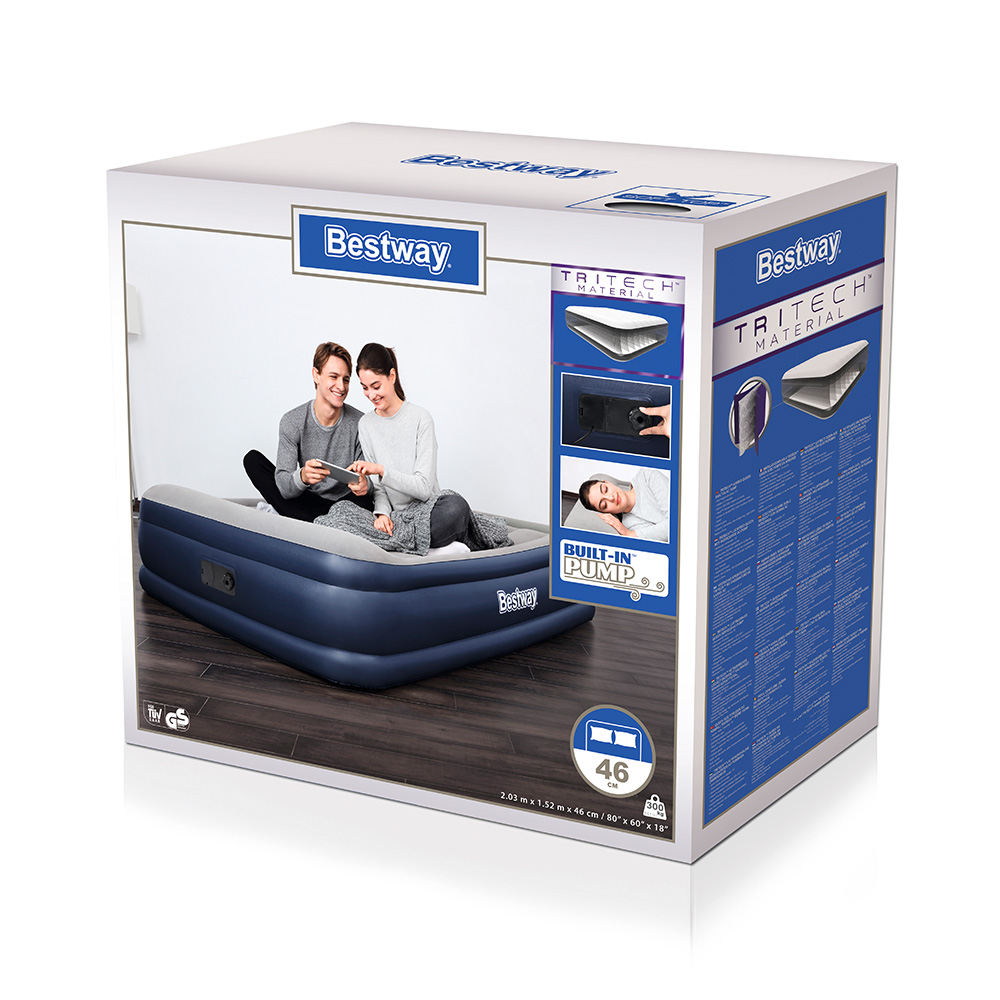 Bestway Tritech Queen Airbed With Built-in AC Pump White 3 Bestway Tritech Queen Airbed With Built-in AC Pump White