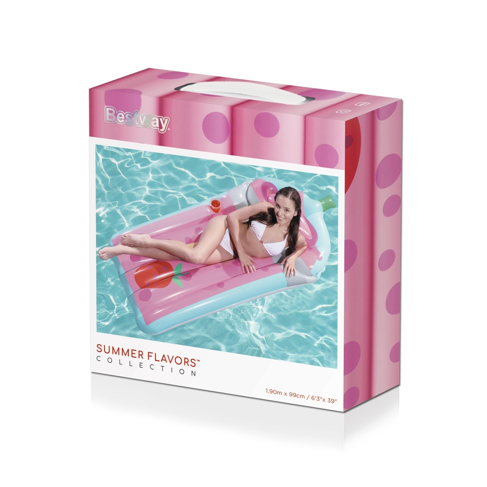 Bestway Tropical Beverage Inflatable Lilo Pool Float Pink 7 Bestway Tropical Beverage Inflatable Lilo Pool Float Pink - Image 5