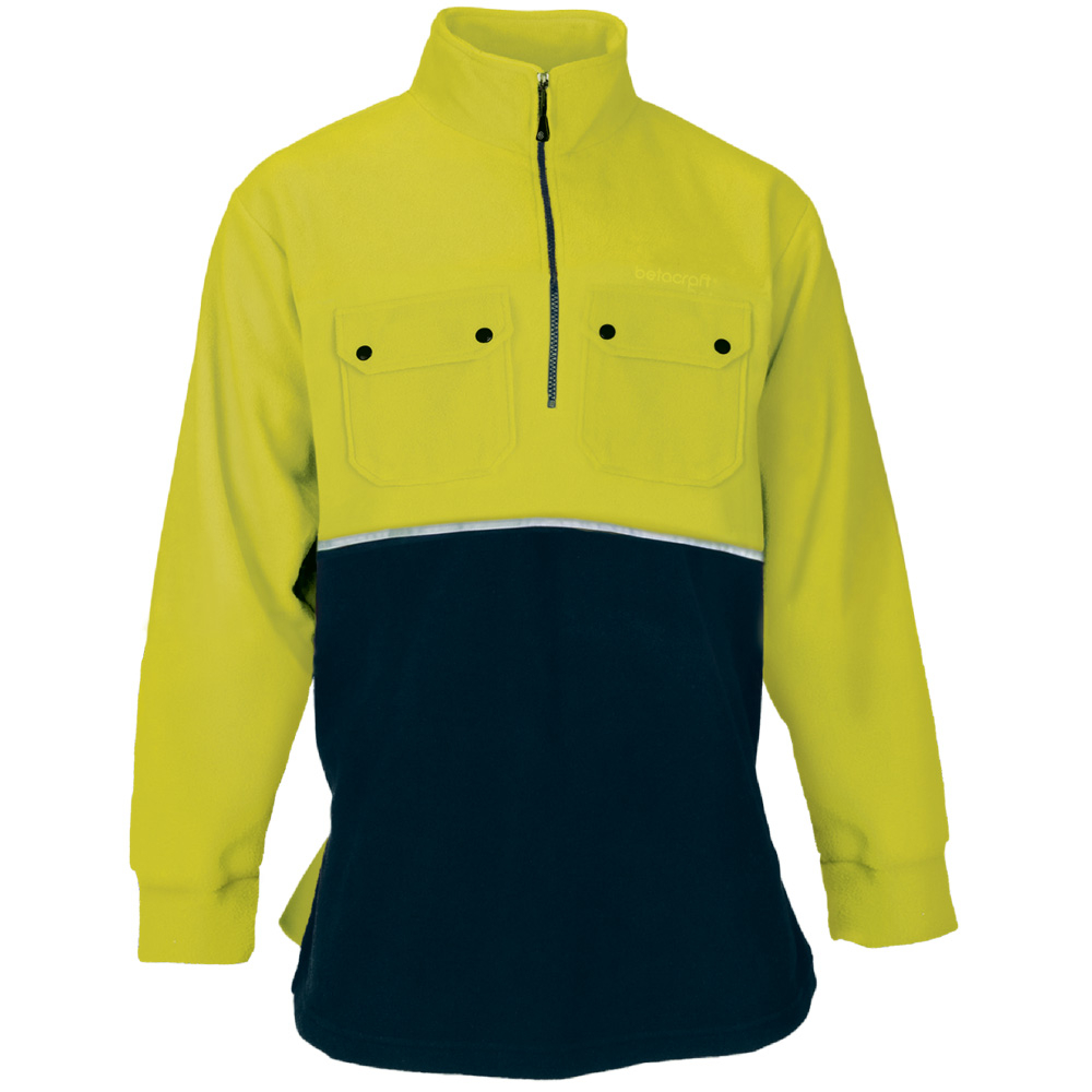 Betacraft Clothing Betacraft Hi-Viz Mens Half Zip Fleece Jacket Lime/Navy 3 Betacraft Clothing Betacraft Hi-Viz Mens Half Zip Fleece Jacket Lime/Navy