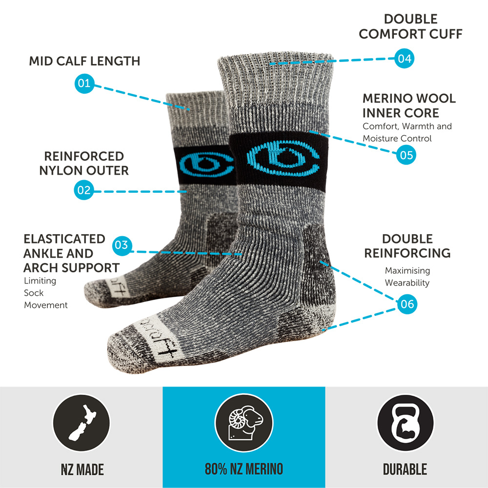 Betacraft Clothing Betacraft Merino Gumboot Socks Grey 6-10 2 Betacraft Clothing Betacraft Merino Gumboot Socks Grey 6-10